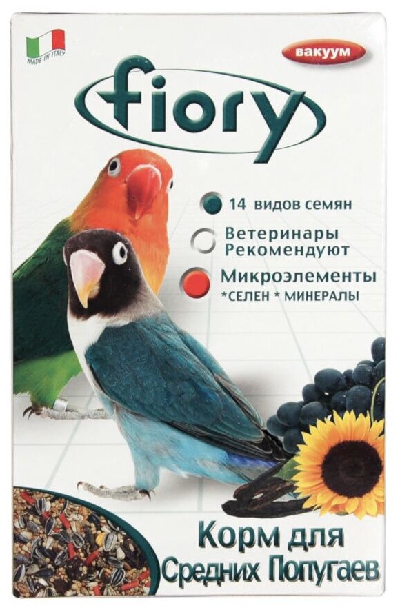 Fiory корм для средних попугаев parrocchetti african 800 г (2 шт)