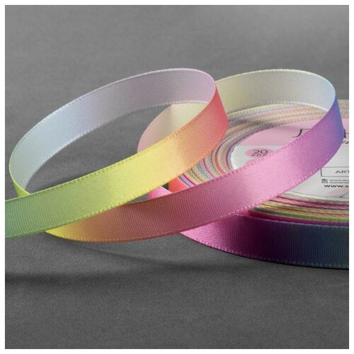 Лента атласная «Радуга», 10 мм × 18 ± 1 м, разноцветная лента атласная радуга 10 мм × 18 ± 1 м разноцветная
