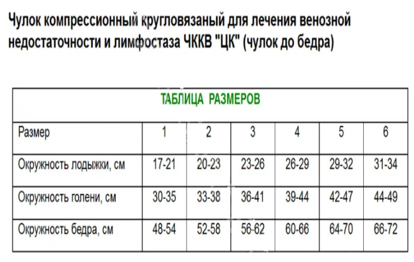 Чулок компрессионный с открытым носком, ЧККВ "ЦК" 22-32 мм. рт. ст. (II класс компрессии), кремовый, 1 штука, размер 1