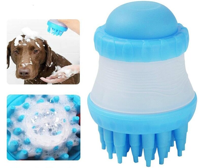 Щетка для мытья животных для купания собак и кошек Cleaning Device The Gentle Dog Washer, голубой - фотография № 4