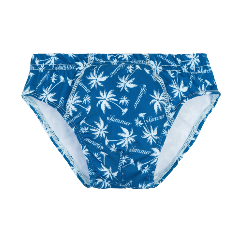 КотМаркот Плавки купальные для мальчика, цвет тёмно-синий/пальмы, рост 104 см
