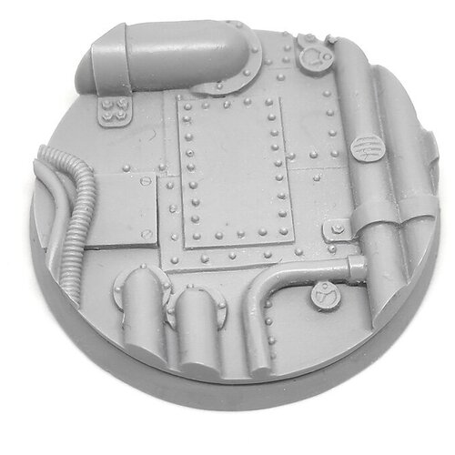 фото Подставка для миниатюр (вархаммер, warhammer и пр.) круглая "pipeworks bases / трубопровод", 55 мм, непокрашенная, 1 шт. micro art studio