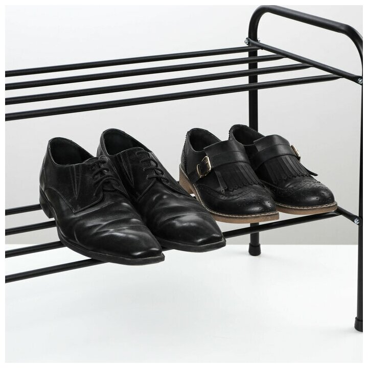 Подставка для обуви, 2 яруса, 82,5х32х48,5 см, цвет чёрный, металл, 2.1 кг/ мебель в прихожую / мебель в коридор / обувница / подставка для обуви / этажерка