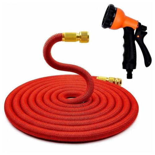 Шланг растягивающийся для полива Magic Garden Hose с 10 до 50 метров, с латунными разъемами и распылителем шланг шланг растягивающийся для полива 10 до 50 метров с латунными разъемами и распылителем цвет красный