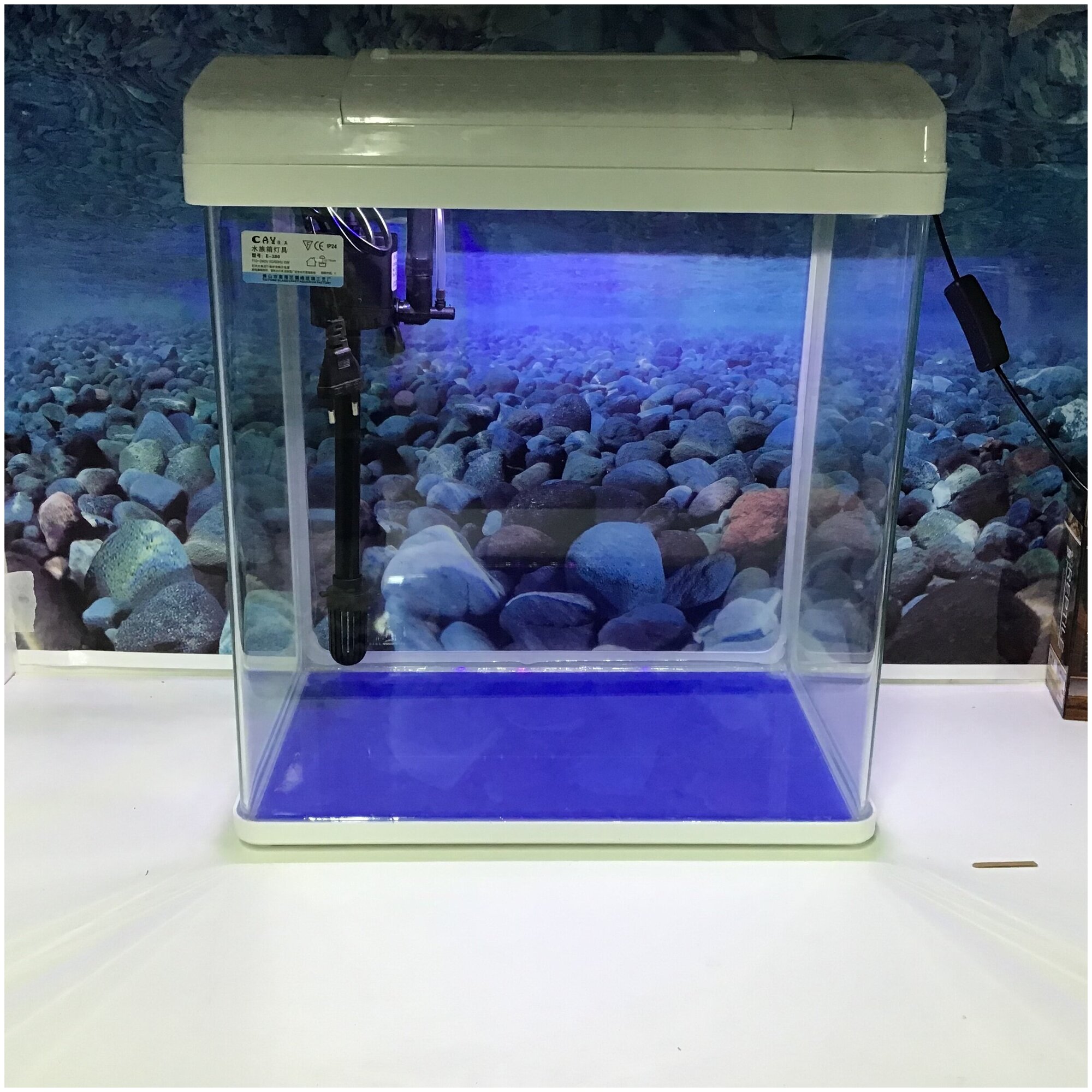 Аквариум 35 литров, аквариумный комплекс E - 380, аквариум для рыб белый с оборудованием, освещение, фильтр, наполнитель, для дома и офиса - фотография № 5