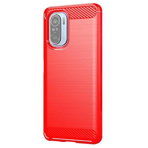 Накладка силиконовая для Poco F3 / Xiaomi Redmi K40 / K40 Pro / K40 Pro+ / Mi 11i / Mi 11X / Mi 11X Pro под карбон и сталь красная накладка силиконовая для xiaomi redmi k40 redmi k40 pro mi 11i mi 11x mi 11x pro poco f3 черная