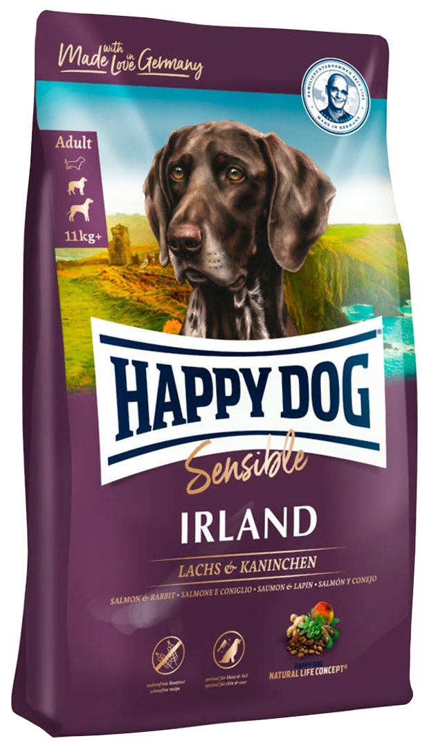 HAPPY DOG SUPREME IRLAND SENSIBLE NUTRITION для взрослых собак всех пород при аллергии с лососем и кроликом (12,5 кг)