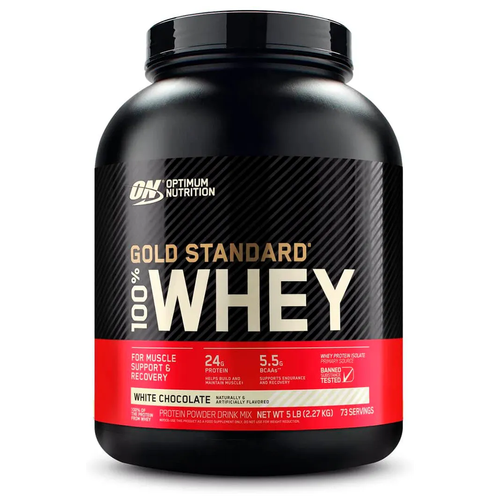 Протеин Optimum Nutrition 100% Whey Gold Standard, 2353 гр., белый шоколад протеин optimum nutrition 100% whey gold standard 2353 гр банановый крем