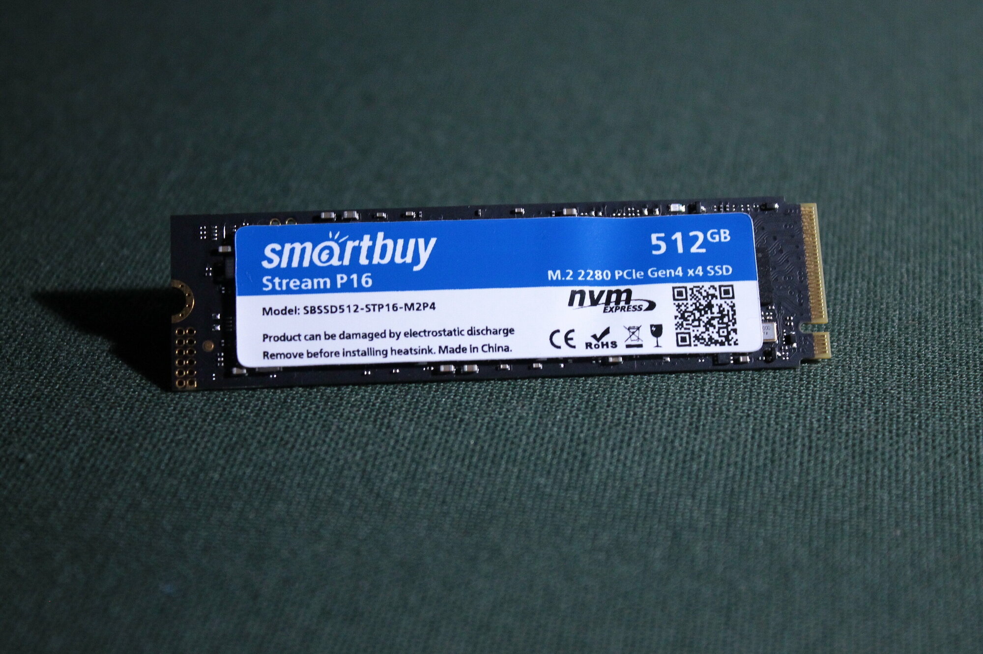 Диск Smartbuy M.2 SSD 512Gb Stream P16 SBSSD512-STP16-M2P4 NVMe PCI-E 4x 5000R/2600W 300TBW