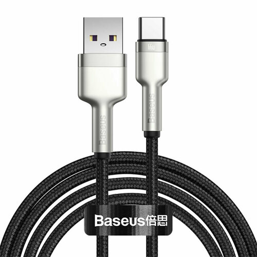 Кабель USB BASEUS Cafule Series Metal USB - Type-C, 6A, 66W, 25 см, черный кабель угловой для зарядки и передачи данных baseus legendary angled gaming usb usb type c 66w 2m черный catcs c01