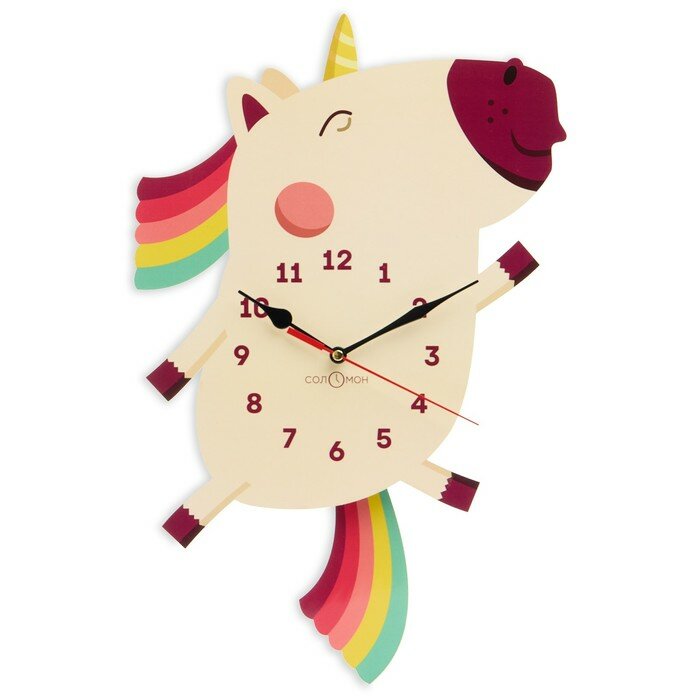 фото Часы настенные, детские "Единорог", с маятником, 24х40 см (комплект из 2 шт)