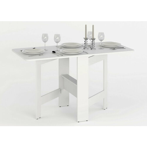 Маленький стол книжка 133х63,8 см МагМебель Ральф-12 белый