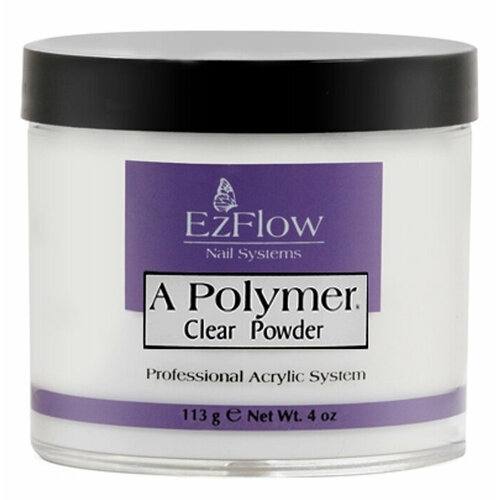 EzFlow, прозрачная акриловая пудра A-Polymer Clear Acrylic Powder, 113 г. nailsprofi пудра polymer powder прозрачный