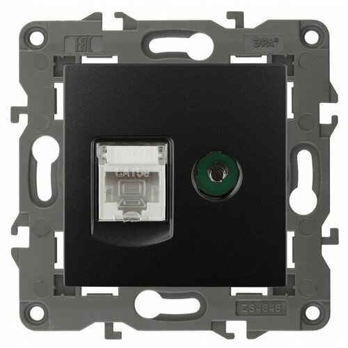 ЭРА 14-3110-05 Elegance антрацит розетка двойная RJ45TV Б0034318 20 шт 32940₽