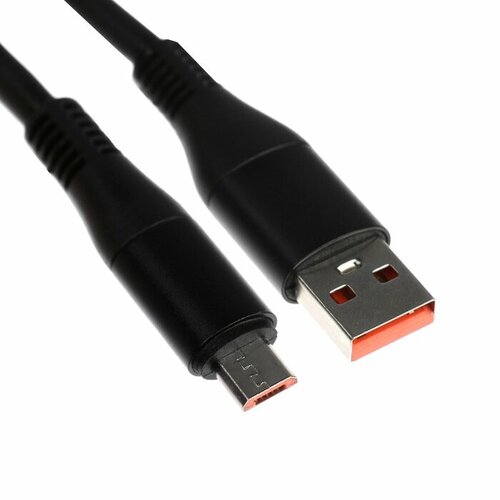 Кабель MicroUSB - USB, 2.4 A, оплётка TPE, утолщенный, 1 метр, чёрный кабель usb на miniusb длинна 1 метр цвет чёрный новый