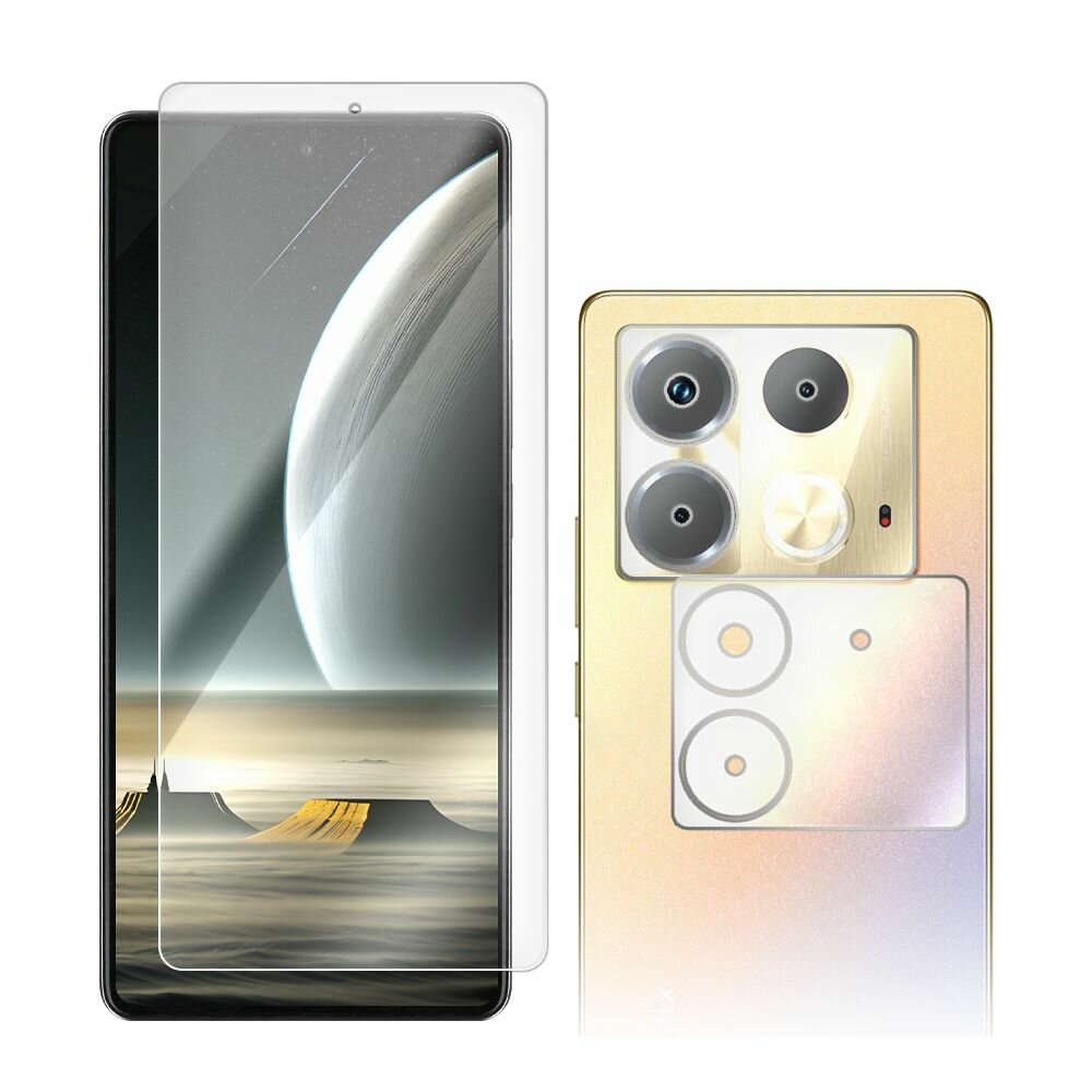 Стекло защитное гибридное Krutoff для INFINIX Note 40 + защита камеры (2шт.)