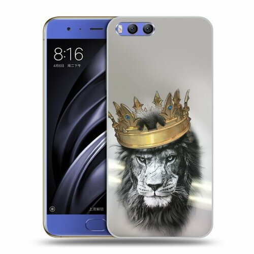 пластиковый чехол синие перья на xiaomi mi6 сяоми ми 6 Дизайнерский силиконовый чехол для Сяоми Ми 6 / Xiaomi Mi6 Лев с короной