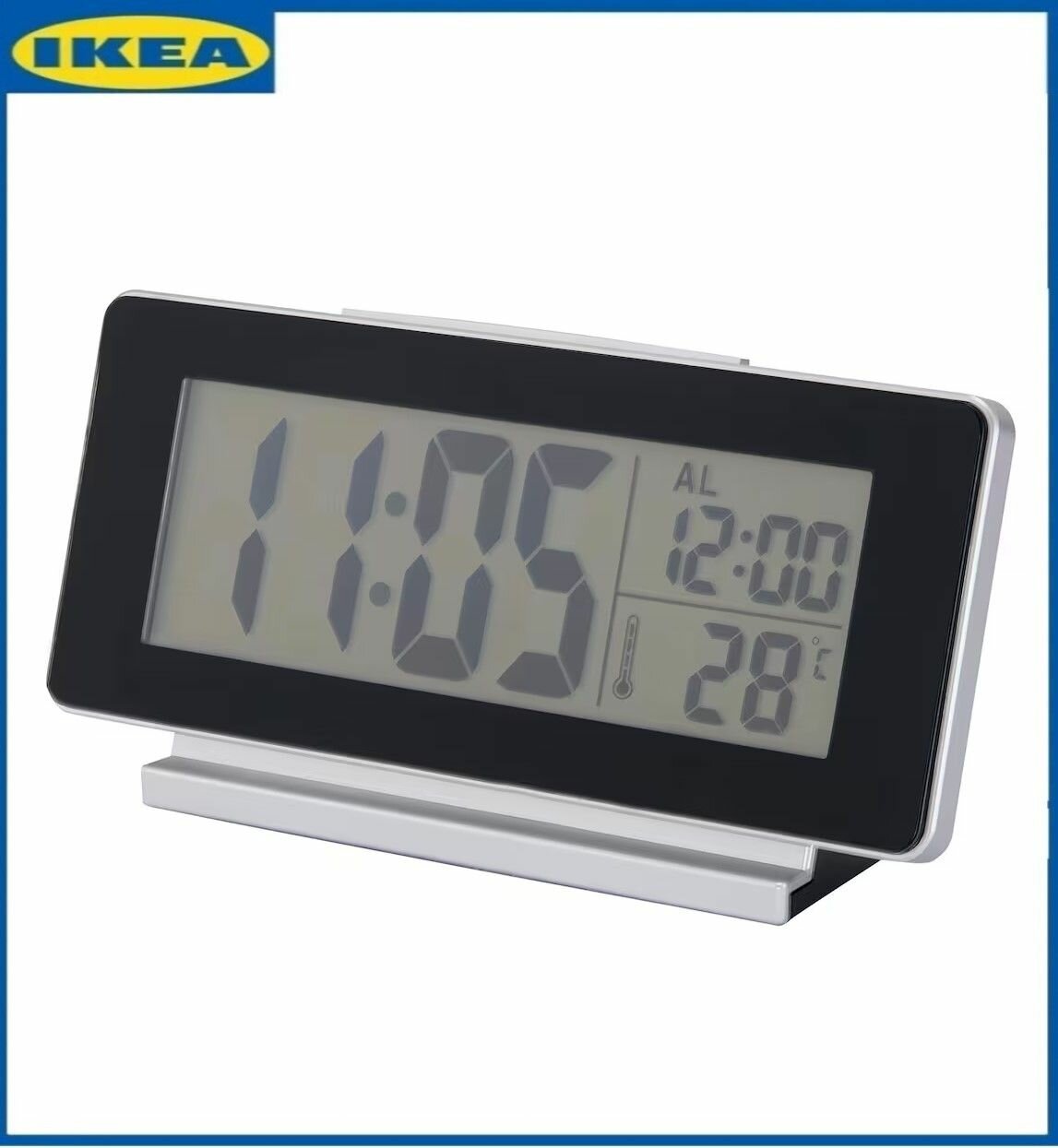 Часы с термометром IKEA FILMIS. 16.5 х 9 х 4 см. Будильник икеа фильмис
