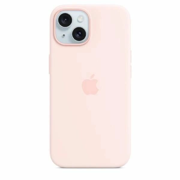 Чехол силиконовый MagSafe Pink для iPhone 15 с анимацией NFC, Silicone case MagSafe для айфон 15 розовый