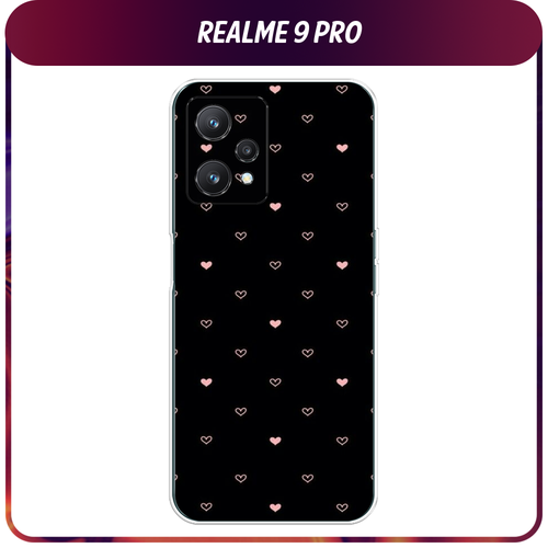 Силиконовый чехол на Realme 9 Pro/9 5G / Реалми 9 Pro/9 5G Чехол с сердечками силиконовый чехол на realme 9 pro 9 5g реалми 9 pro 9 5g прозрачный