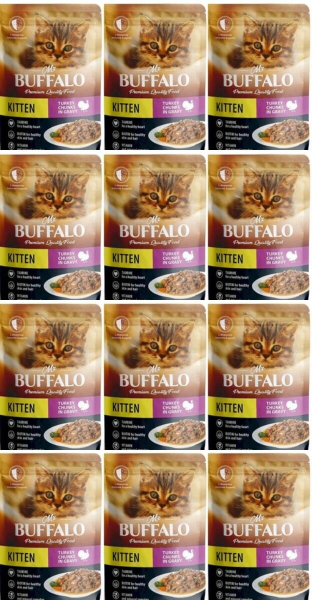 Mr.Buffalo Влажный корм для котят Kitten индейка на пару в соусе 85 гр, 12 шт.