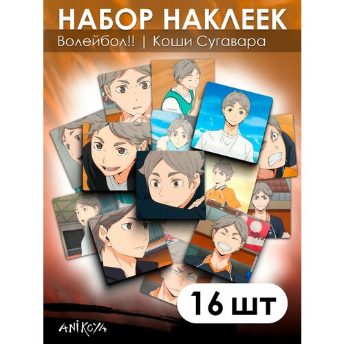 Наклейки Волейбол Коши Сугавара аниме 16 шт . nekosay фигурка чиби волейбол сугавара коши haikyu игрушка аниме