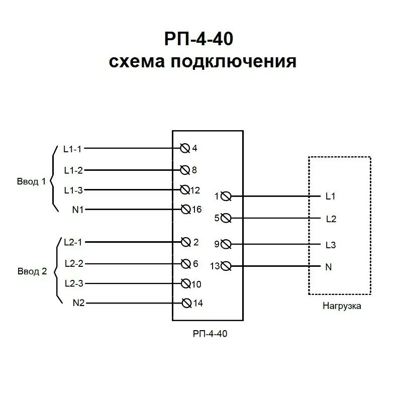 Реверсивный переключатель меандр РП-4-40, 4p, 40А — фото 1