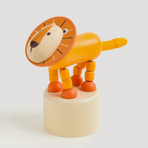 Изображение товара Игрушка, 9х4 см, дергунчик, дерево, желтая, Львенок, Leo, Kuchenland