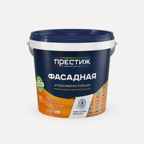 Изображение товара Краска воднодисперсионная, Престиж, F20 ВД-АК-101, акриловая, фасадная, влагостойкая, матовая, супербелая, 1.4 кг