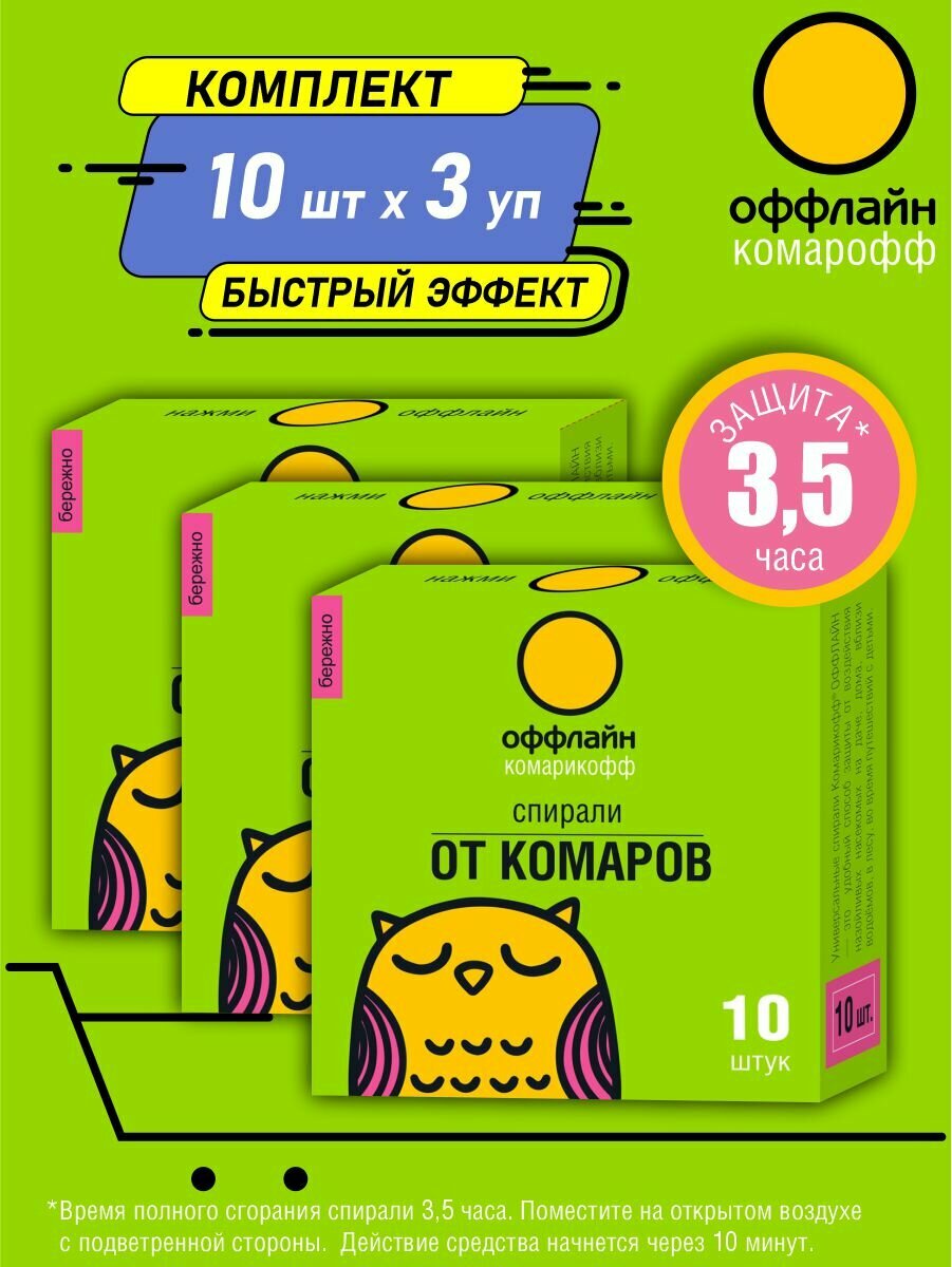 Комплект Спирали мини от комаров Комарикофф оффлайн 10 штук х 3 уп 