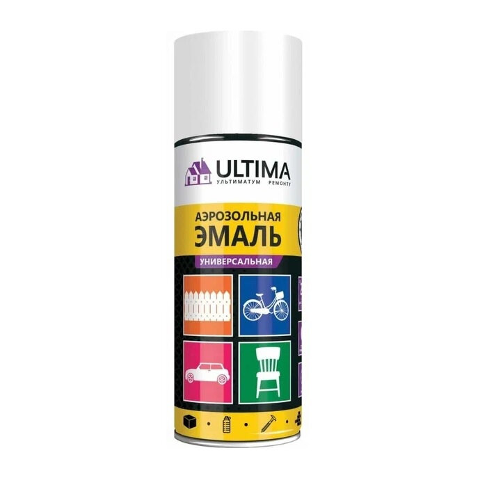 Эмаль аэрозольная Ultima ULT014 акриловая универсальная белый грунт 520 мл