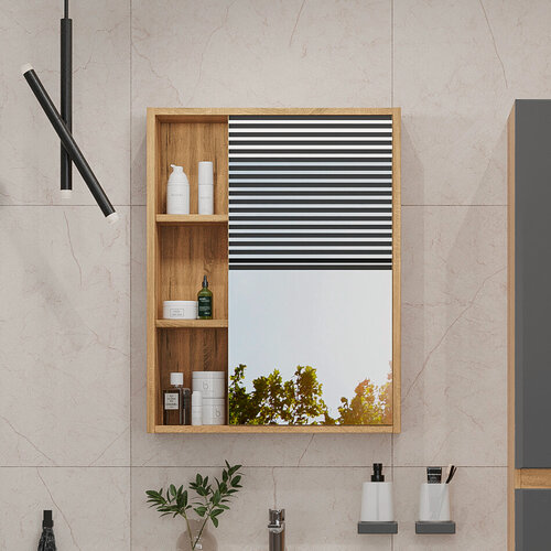 Изображение товара Зеркальный шкаф подвесной SanStar Graffa 60 для ванной комнаты Дуб вотан