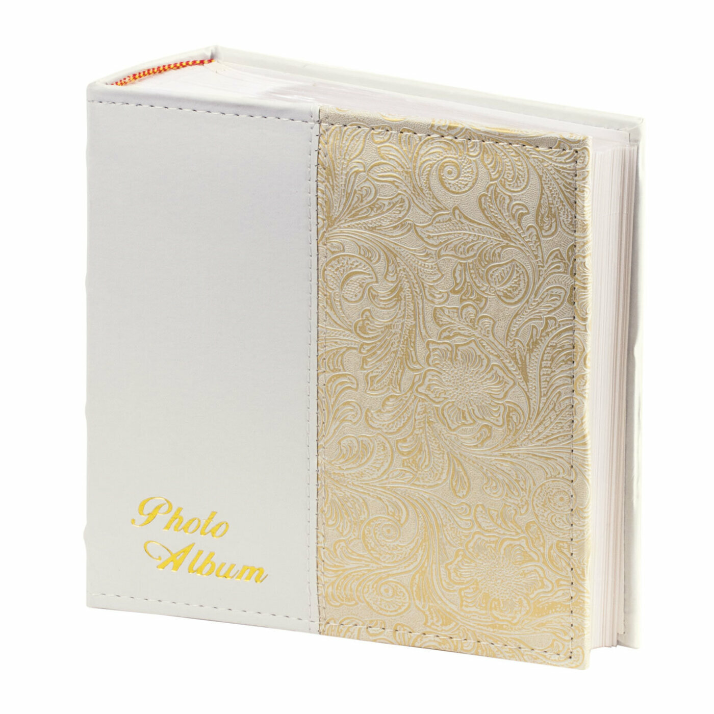 Фотоальбом Brauberg на 300 фото 10х15 см, под кожу, бумажные страницы, бокс, белый+золото (391117)