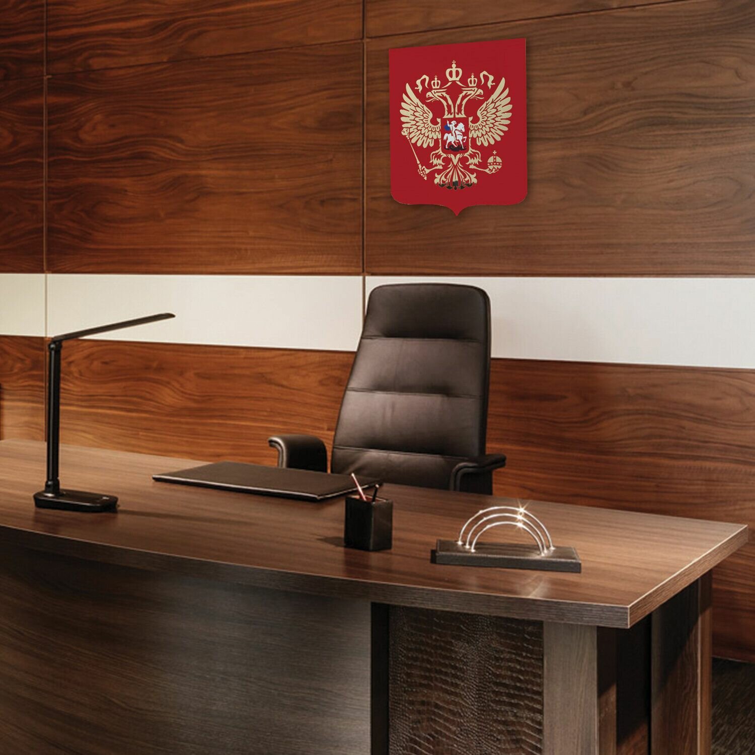 Герб КНР РФ, 50х42 см, из акрила, инкрустация, с крепежом — фото 1