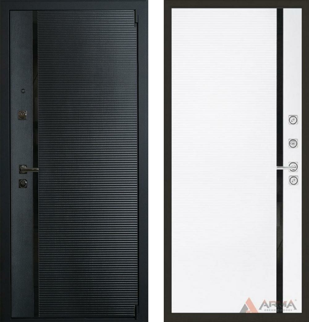 Входная дверь Арма Гранд Блэк 15 "Белый матовый" 860x2050, открывание правое