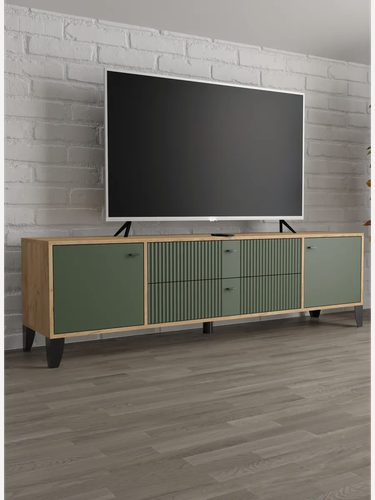 Изображение товара Тумба тэкс "Парус-10", под ТВ, карбон дарк грин, 180 см x 53 см x 40 см