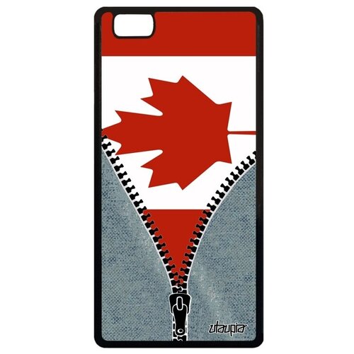 фото Яркий чехол на телефон // huawei p8 lite 2015 // "флаг канады на молнии" патриот государственный, utaupia, серый
