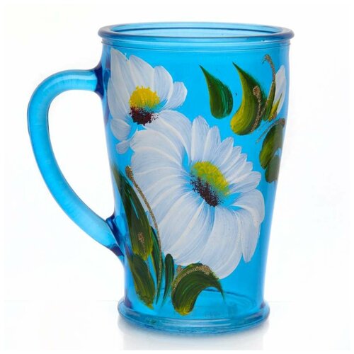 Набор 6 пр. кружка для чая Чайкофф 300 мл. с художественной росписью на крашеном стекле (синий)