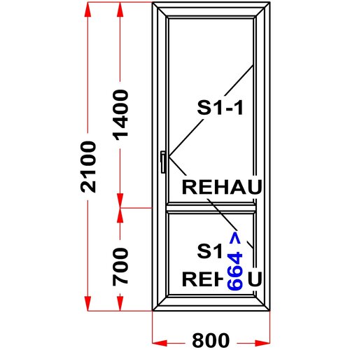 Балконная дверь ПВХ REHAU (2100 x 800)