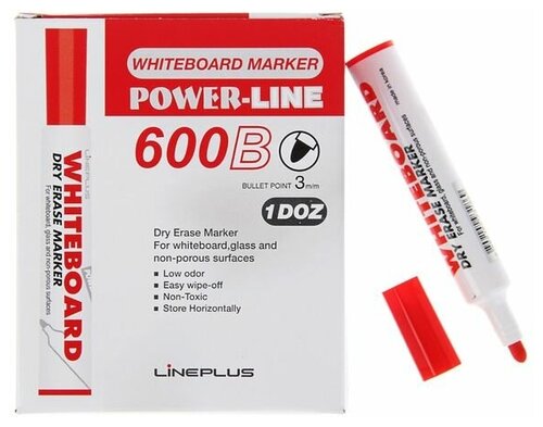 Маркер для доски Line Plus 600B, 3.0 мм, красный