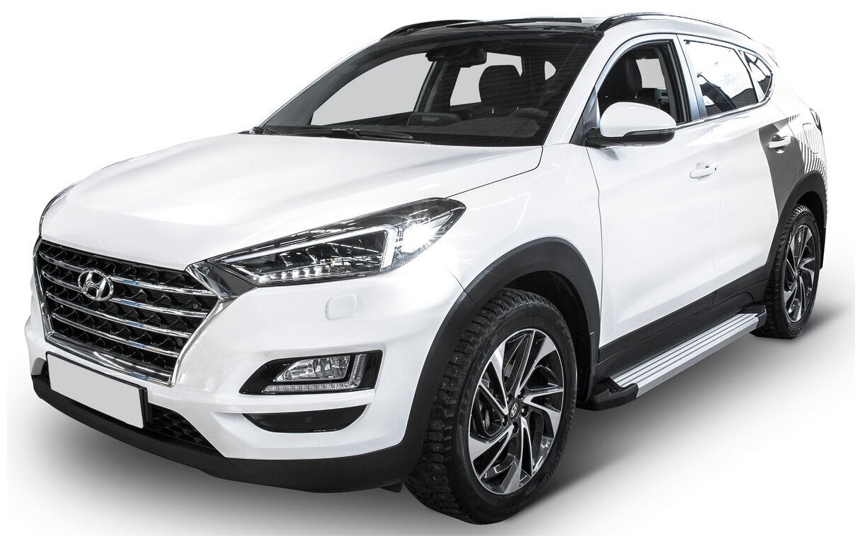 Пороги на автомобиль "Silver" Rival для Hyundai Tucson III 2015-2021/Kia Sportage IV 2016-2022 173 2  алюминий F173AL23092