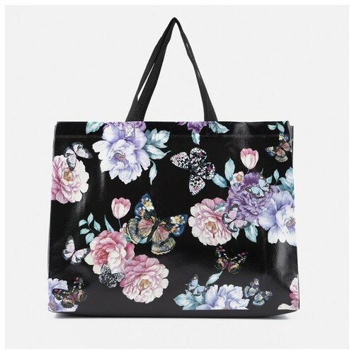 Сумка шоппер , черный сумки для мамы erichkrause сумка шоппер на молнии exotic flowers 14l 39x38x12 см