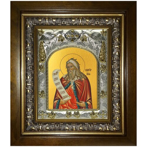 Икона Илия Пророк, 14х18 см, в окладе и киоте икона даниил пророк 14х18 см в окладе и киоте