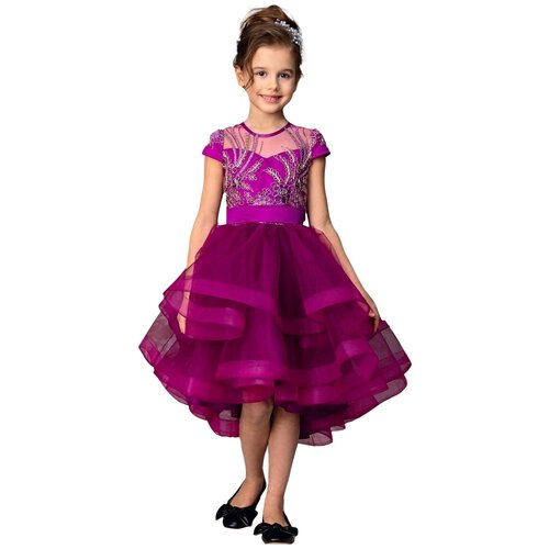 Нарядное платье для девочки, лиловый, размер 122-128