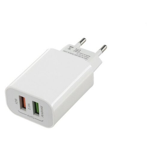 Сетевое зарядное устройство LuazON LN-110AC, 2 USB, 2 A, белое usb пылесос luazon mr 01 для пк с насадками usb черный luazon home