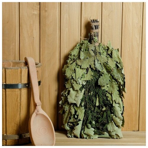 Веник для бани дубовый с крапивой, в индивидуальной упаковке банные штучки веник дубовый с крапивой зеленый