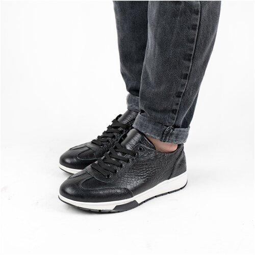Кроссовки кожаные New Dark/кожаные кроссовки мужские/мужские кожаные кроссовки. (размер 42) черного цвета