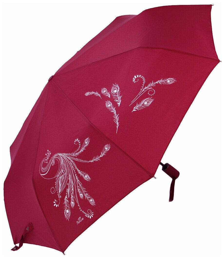 Женский складной зонт Popular umbrella 2602/темно-бордовый