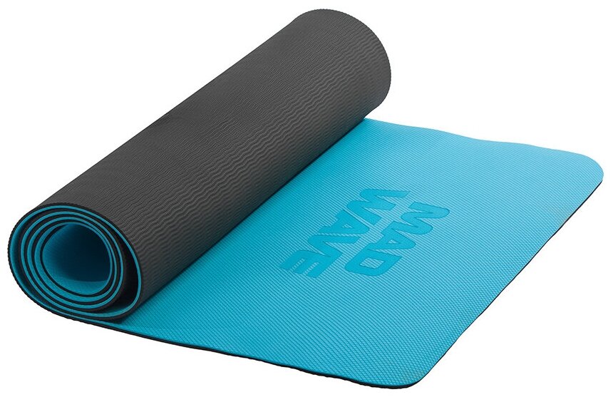 Коврик для йоги Mad Wave Yoga Mat TPE double layer - Голубой, 183*61*0.6 cm