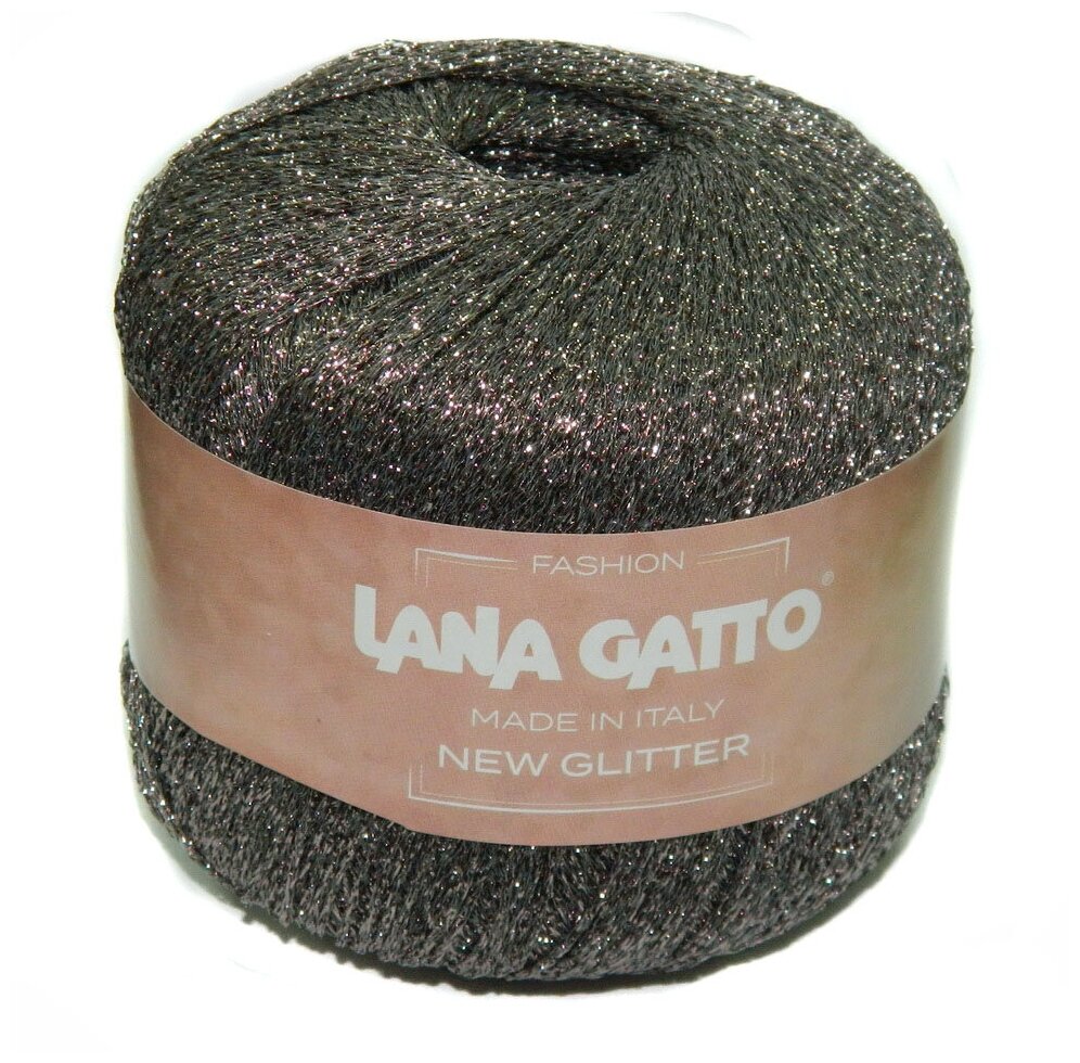 Пряжа New Glitter Lana Gatto( Нью Глиттер), цвет 8588 серо-розовый, 25гр/300м, 51%полиэстер, 49%нейлон, 1 моток.